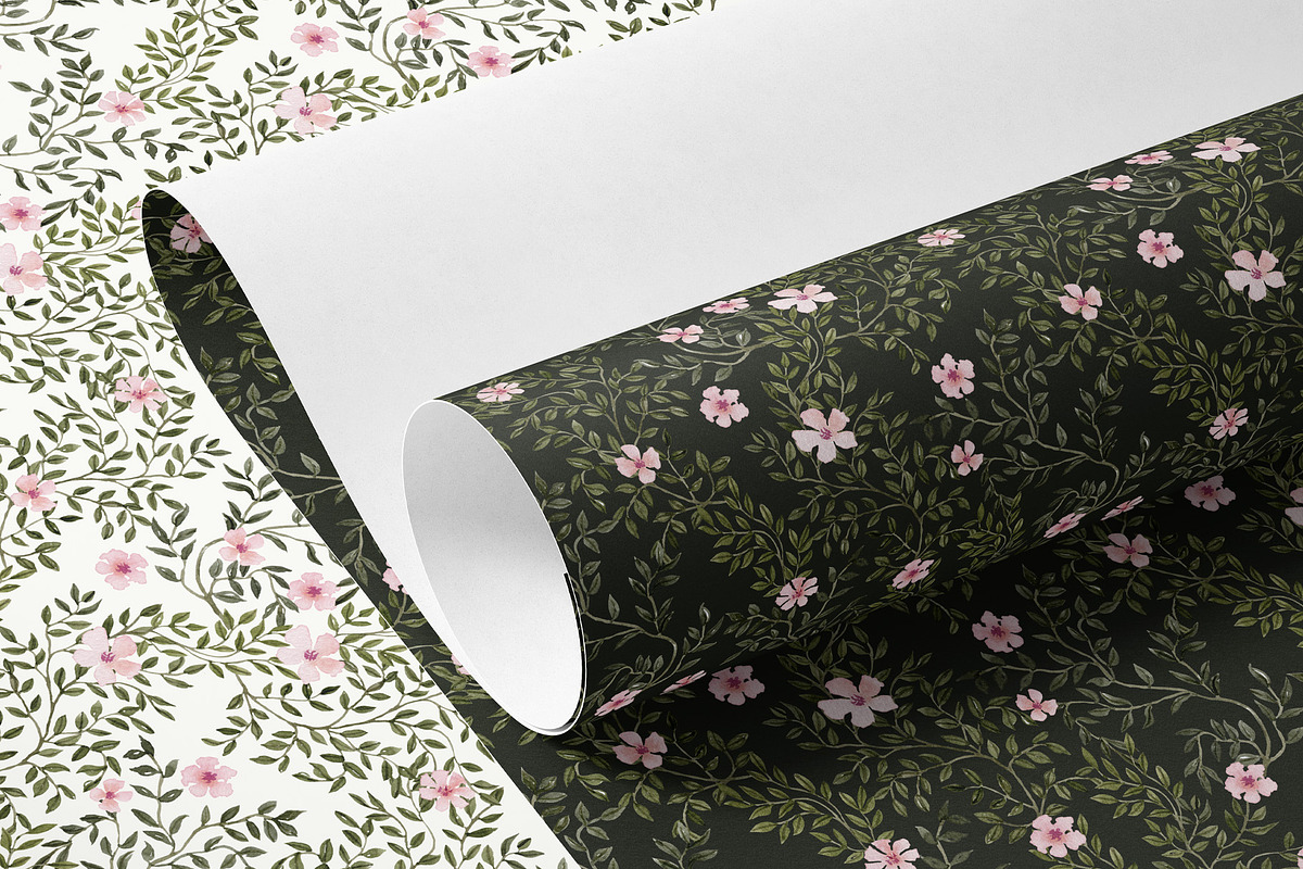 Dark Vine Watercolor Pattern, a Wallpaper Graphic by Webvilla Studio (Photo 5 of 6)