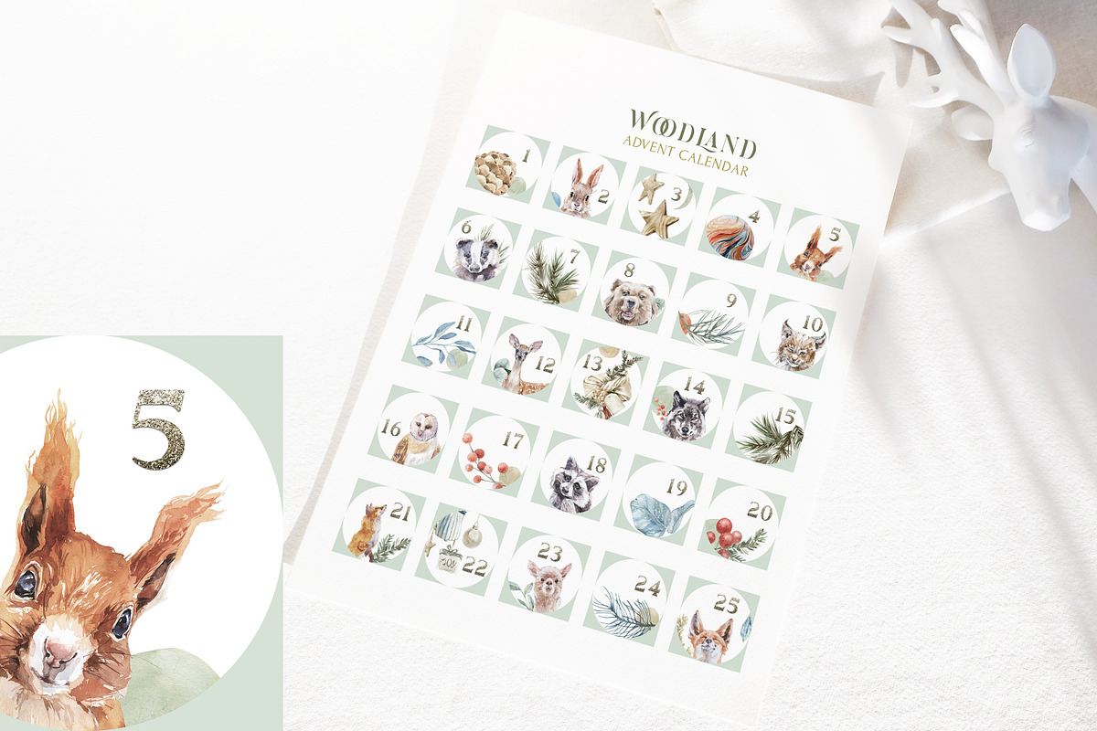 Woodland Advent Calendar & Stickers, a Stationery Template by Cat In Colour (Photo 2 of 4)