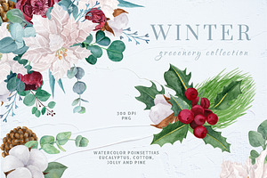 WINTER GREENERY WATERCOLOR SET