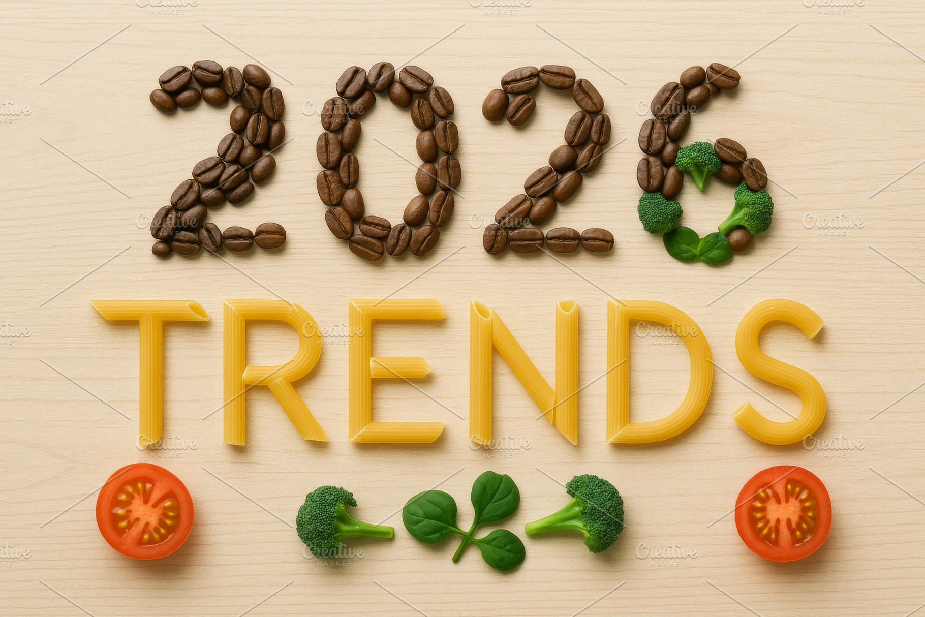 2026 trends made of food items inclu, a Photo by Dvoevnore photos