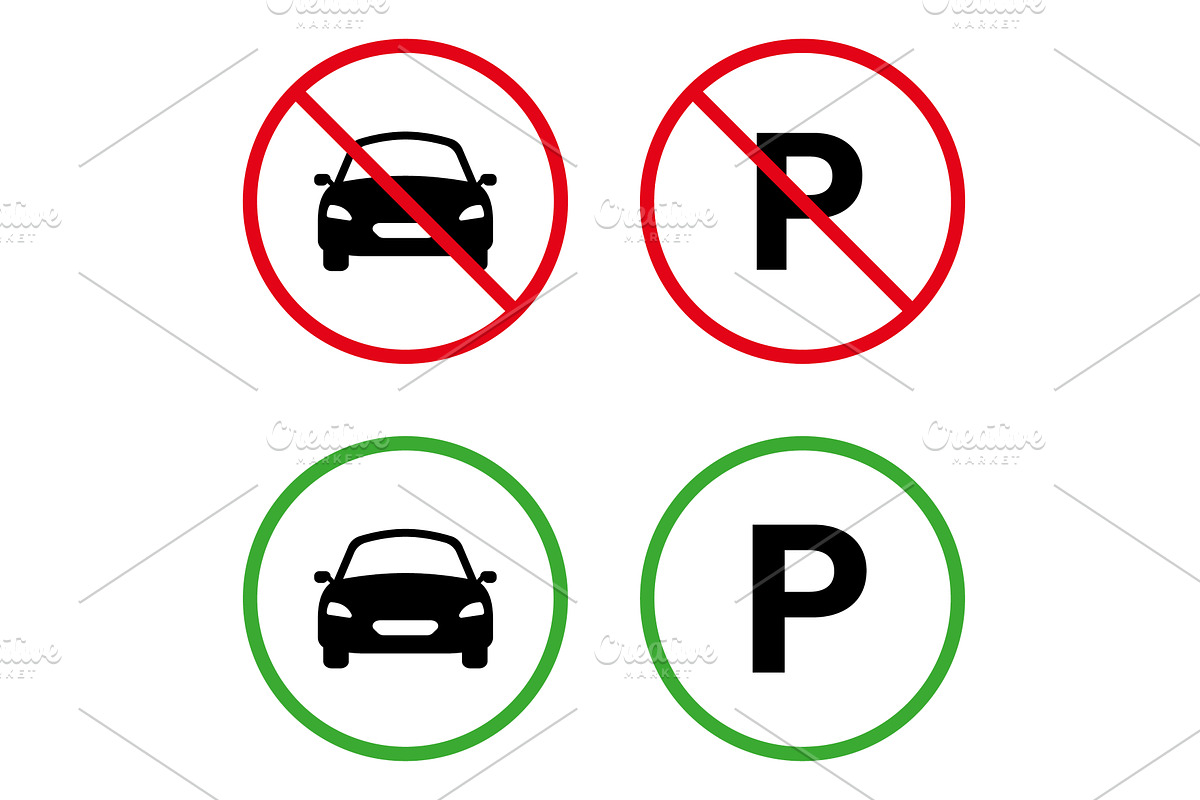 Forbid Parking Car Sign, an Object Illustration by Vector Creator