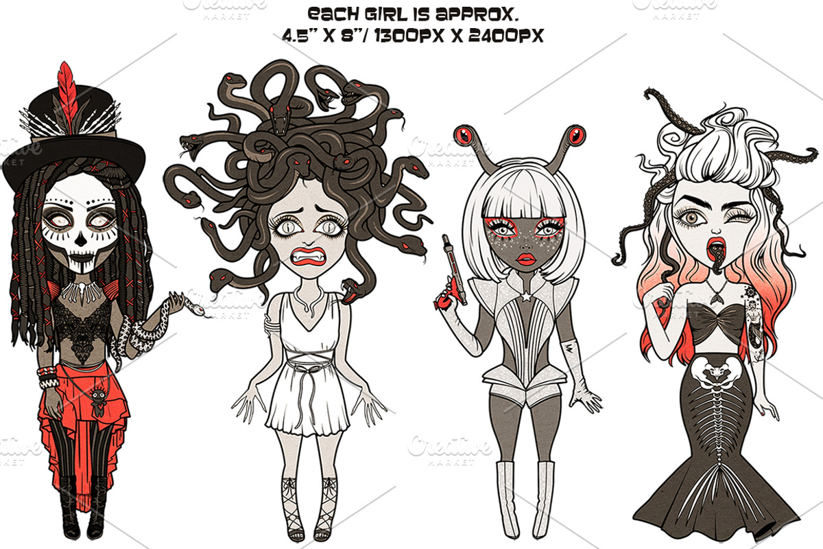 Halloween Costume Girls Collection, an Illustration by Dapper Dudell (Photo 2 of 4)