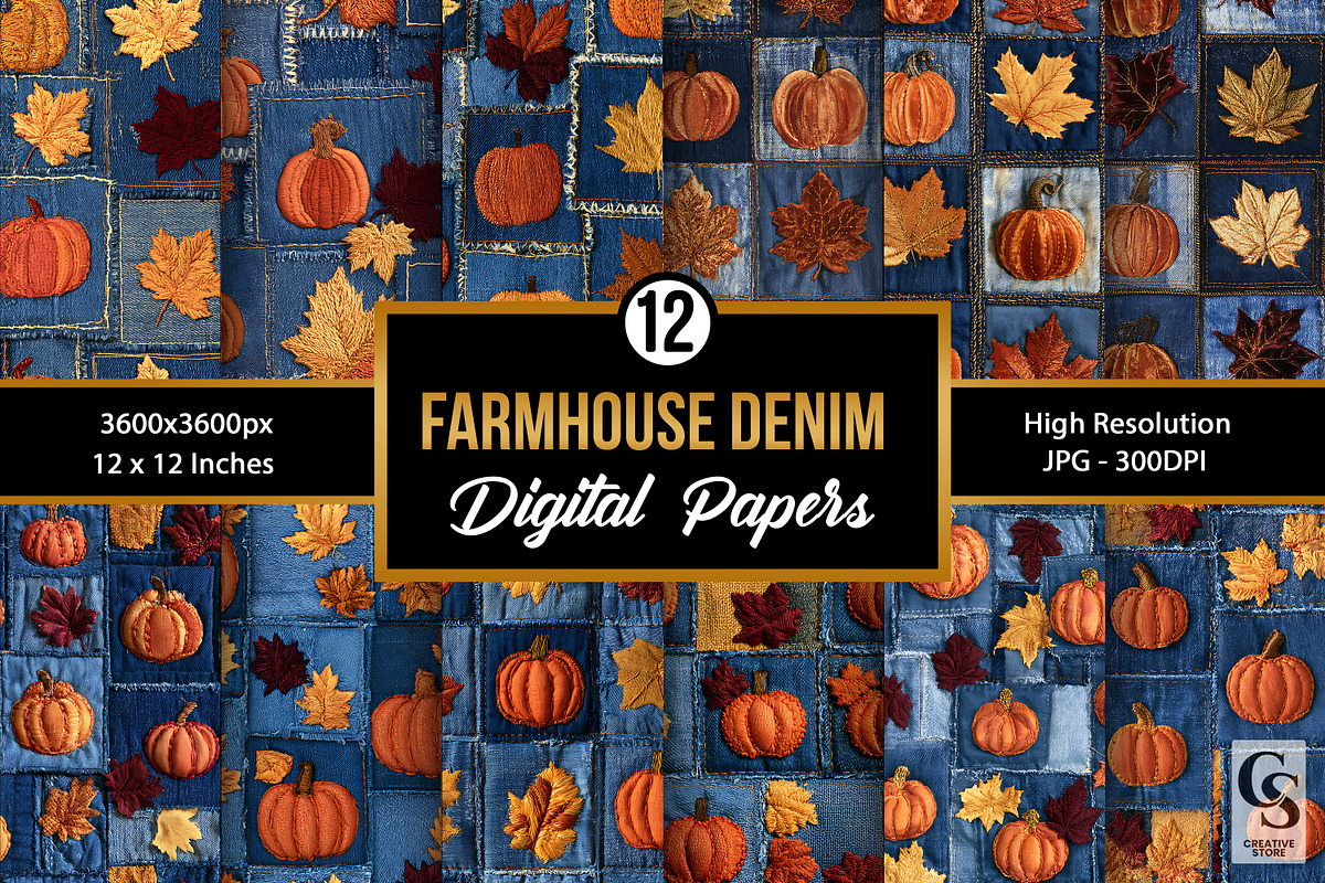 Farmhouse Denim Patchwork Pattern, a Pattern Graphic by Creative Store (Photo 1 of 5)