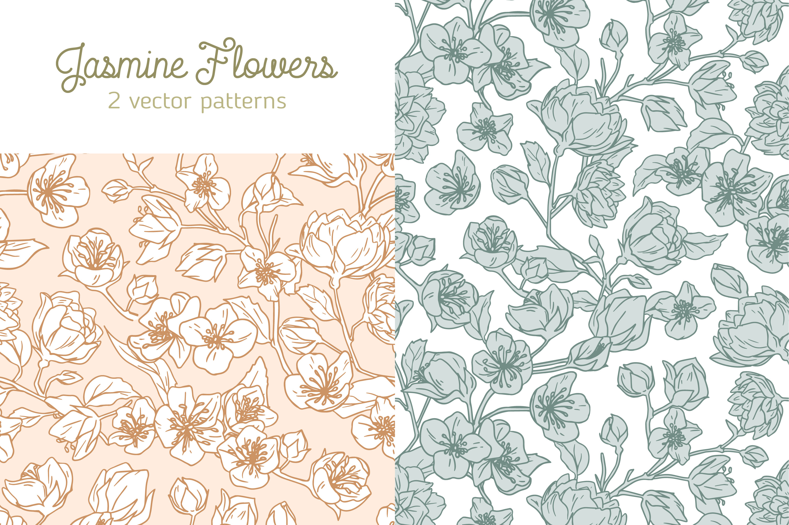 Jasmine flowers seamless patterns, a Pattern Graphic by Good Studio