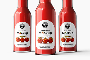 Glass Sauce Bottle PSD Mockup