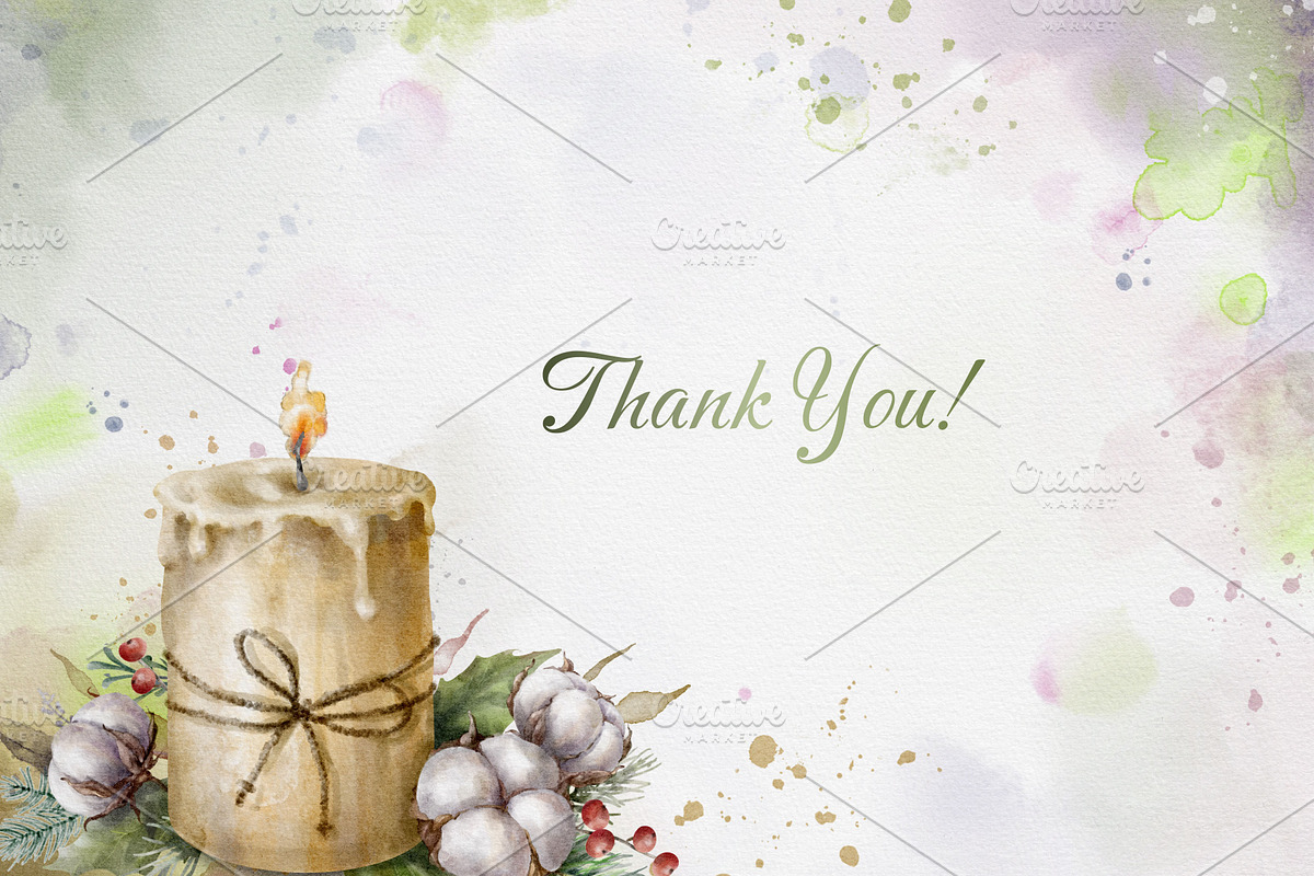 Christmas Cotton Watercolor Clipart., a Decorative Illustration by VetaDesign (Photo 7 of 7)