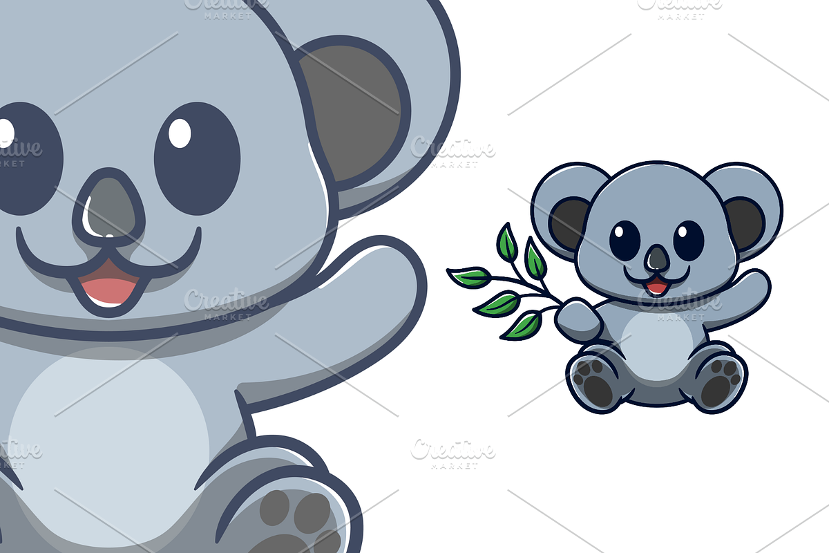 cute koala holding eucalyptus cartoo, an Animal Illustration by garistipis (Photo 2 of 2)