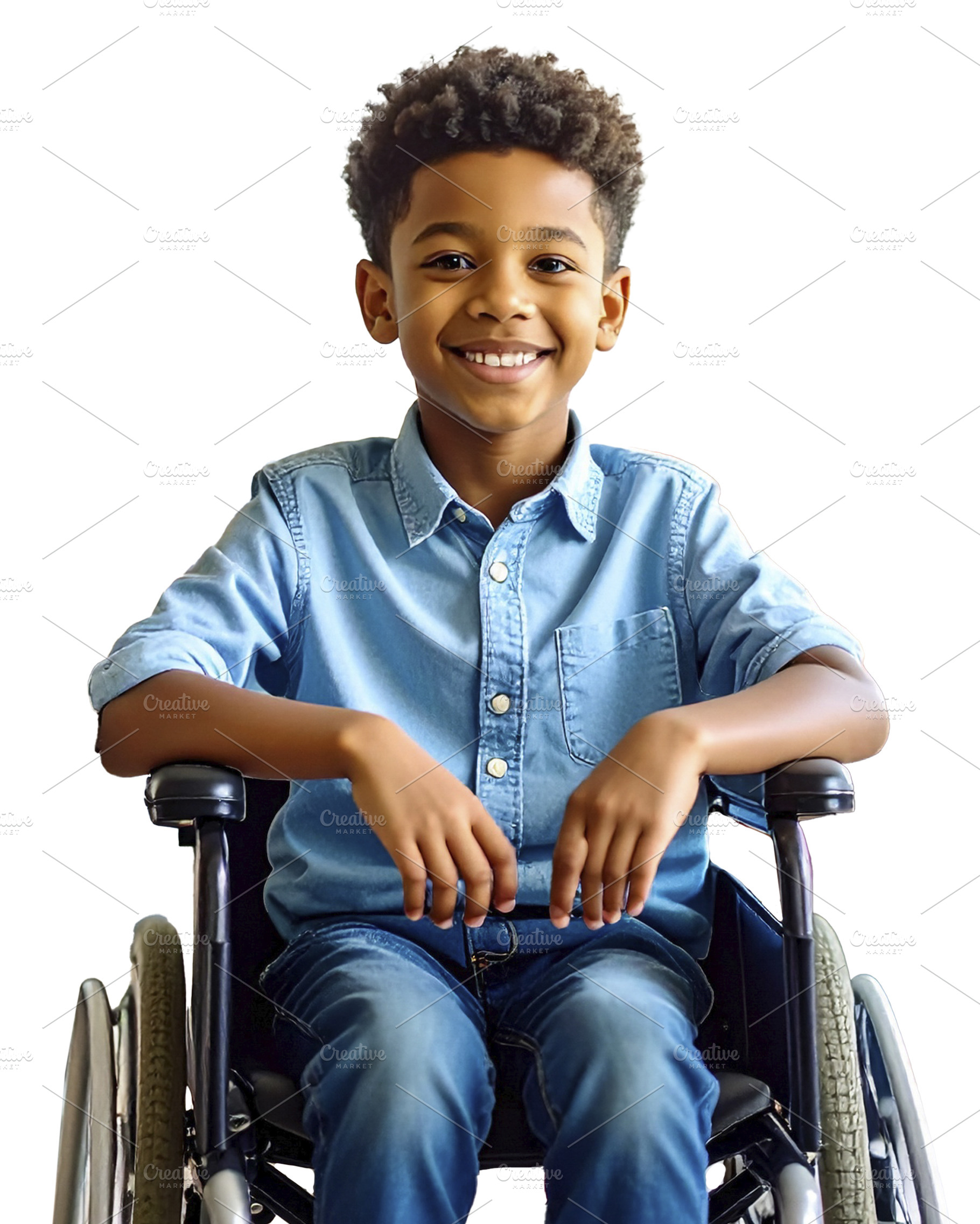 Black boy smiling sitting at wheelchair isolated photo, a Person Photo by DanFLCreativo