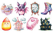 Pastel Halloween Clipart Watercolor, an Illustration by SinaCreation (Thumbnail 2 of 4)