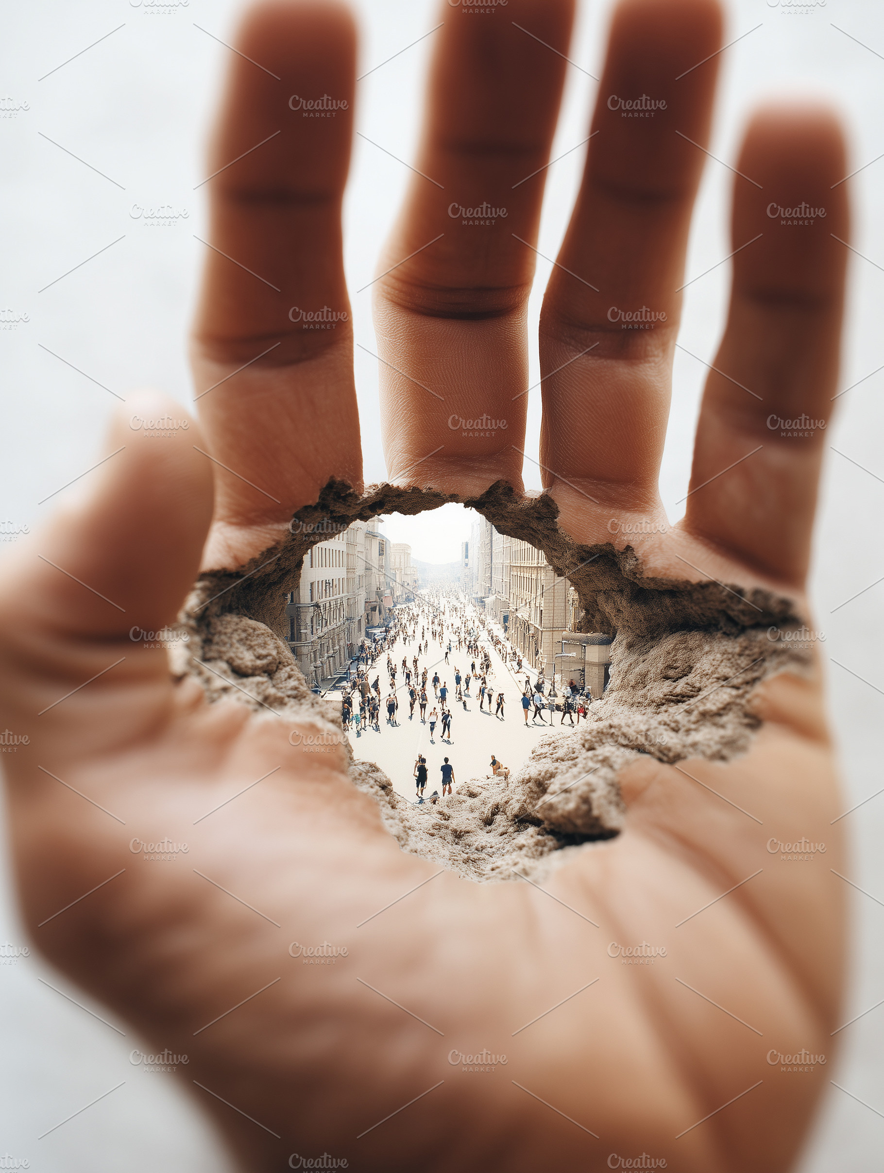Surreal concept of a human hand with, a Background Photo by MistyDay