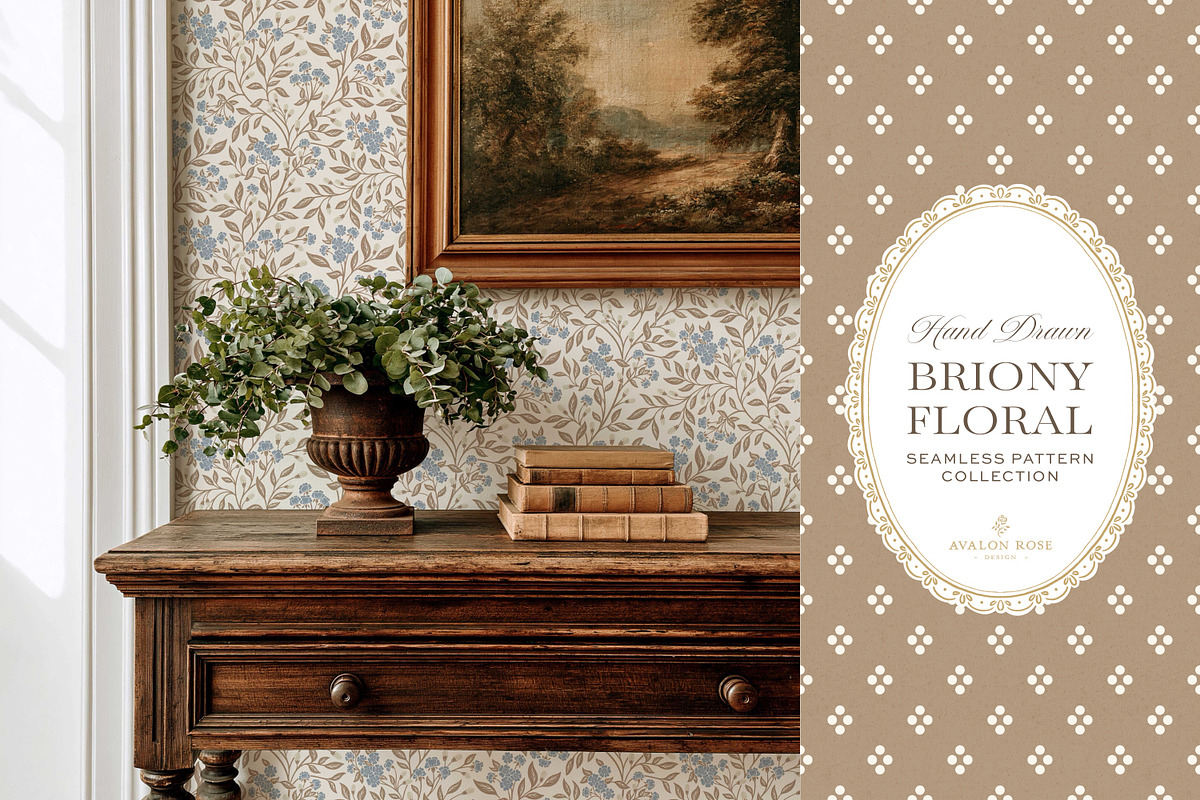 Farmhouse Blue Beige Floral Patterns, a Pattern Graphic by Eclectic Anthology (Photo 6 of 12)