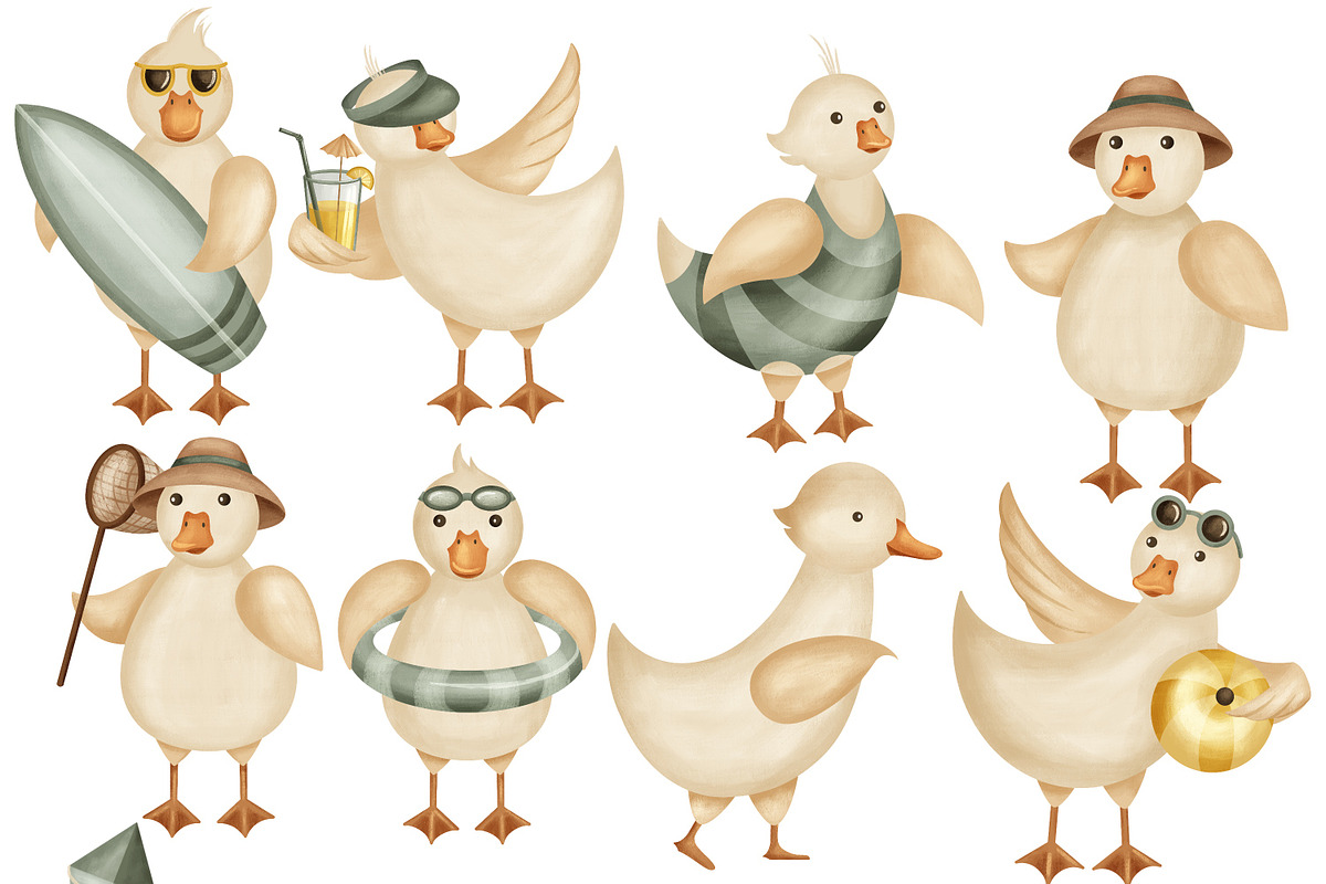 Cute geese - bird collection, an Animal Illustration by Linerisyart (Photo 14 of 15)