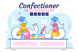 10 Confectioner Vector Illustration, a Person Illustration by denayunebgt