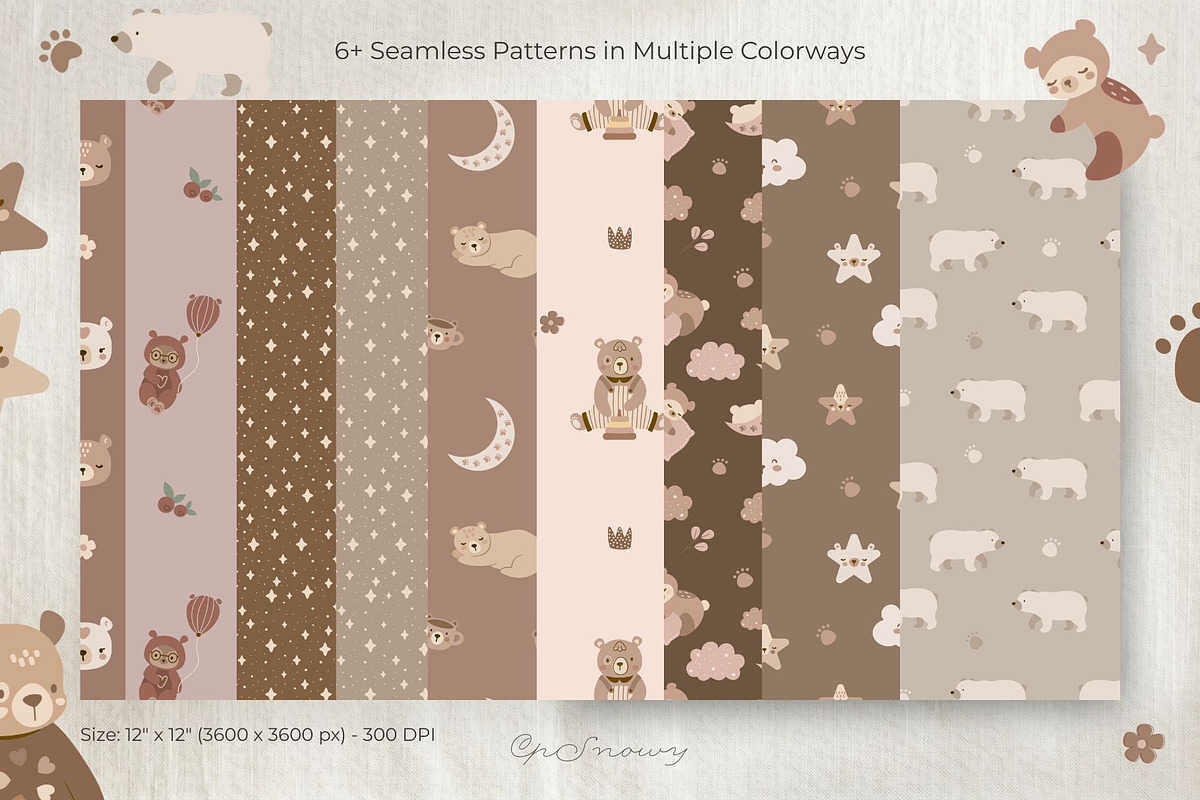 Bear World Vector Clipart & Patterns, an Animal Illustration by CpSnowy (Photo 3 of 8)