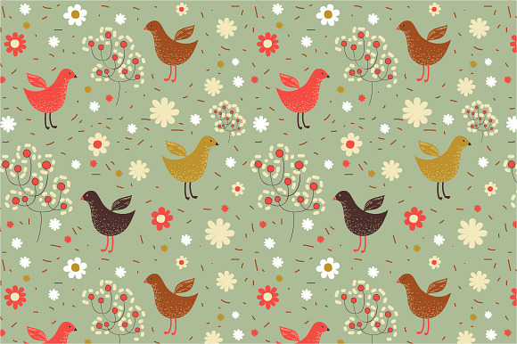 Seamless Patten Spring Birds