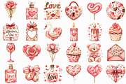 Watercolor Valentine Clipart, an Illustration by Libby Wishes (Thumbnail 2 of 7)