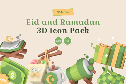 Eid and Ramadan 3D Icon Pack, a Scene 3D Model by Nate Studios