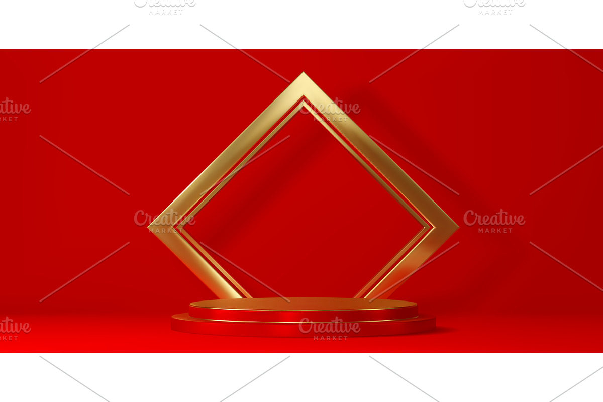 3d red vector podium stage, a Decorative Illustration by Buch&Bee