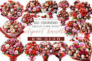 Red strawberry chocolate flower bouq, an Illustration by DreamArtGraphic (Thumbnail 1 of 5)