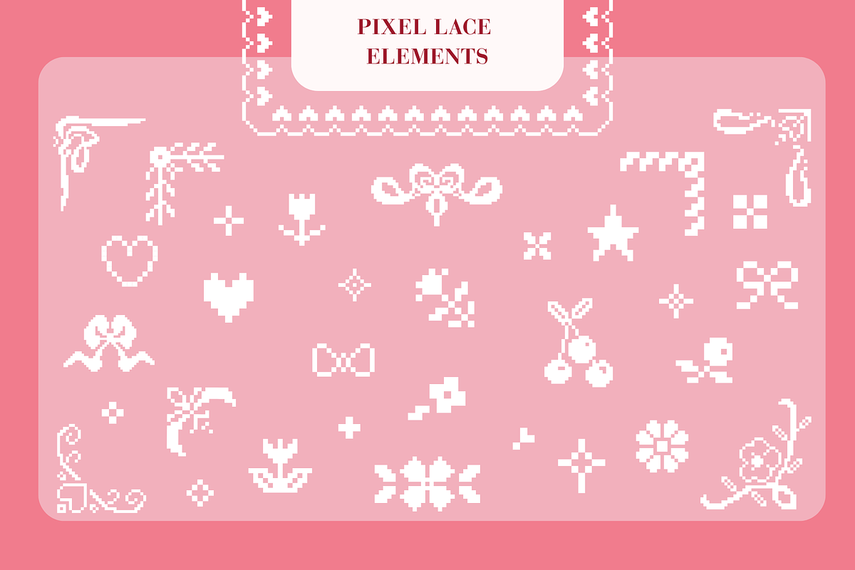 Pixel Lace – borders & frames pack, an Object Graphic by Elena Choo (Photo 11 of 13)