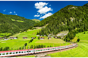Passenger train at the brenner stock photo containing austria and train, a Transportation Photo by Leonid Andronov