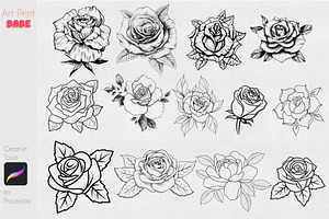 Rose Stamp Tattoo Floral Flower Love