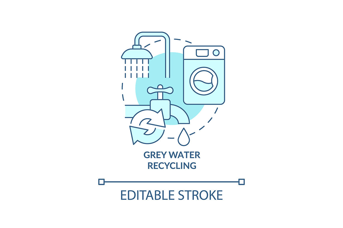 Grey water recycling svg icon, an Outline Icon by IMG Visuals