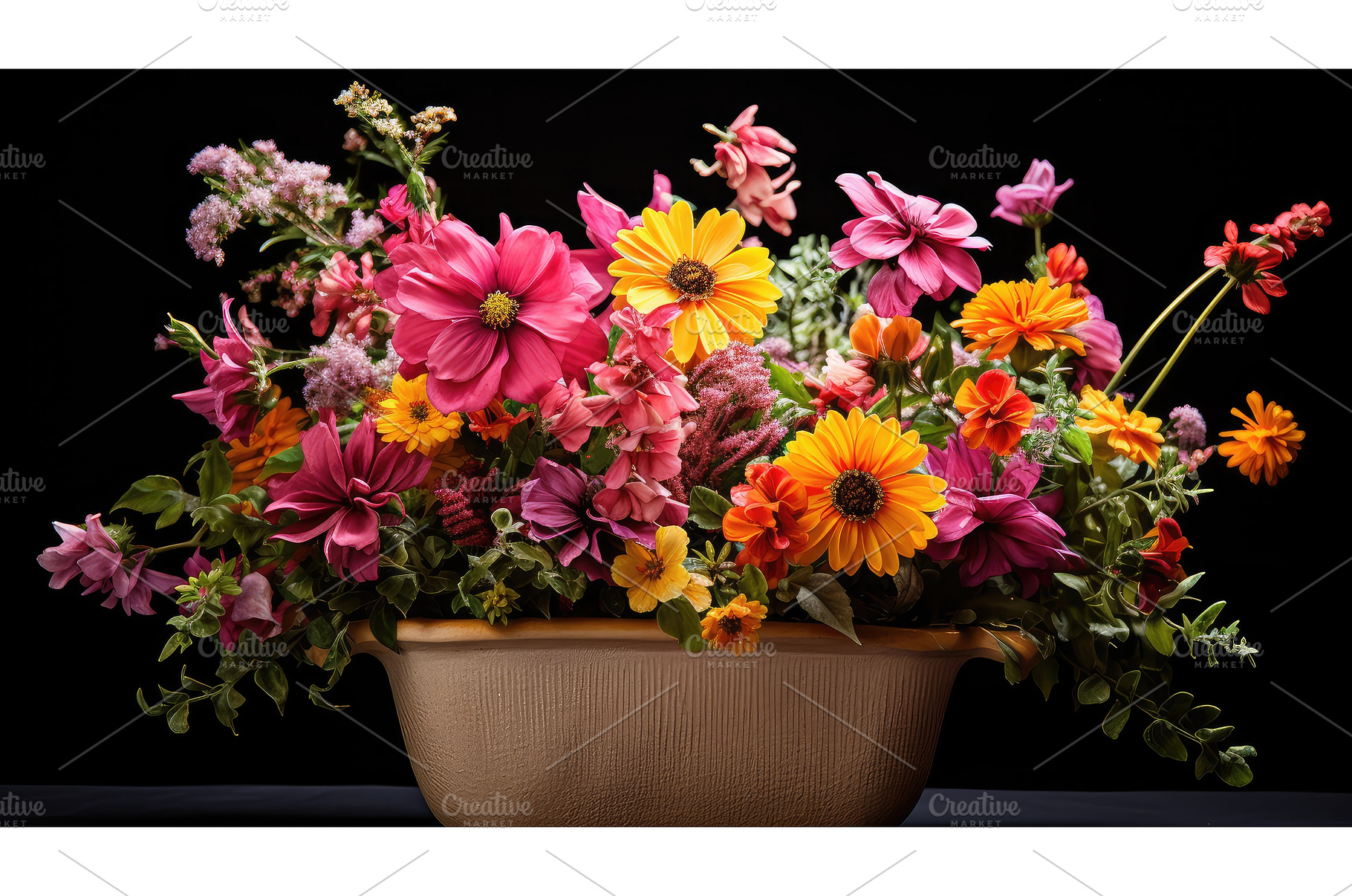 vibrant flowers in pot isolated ai, a Nature Photo by pikepicture