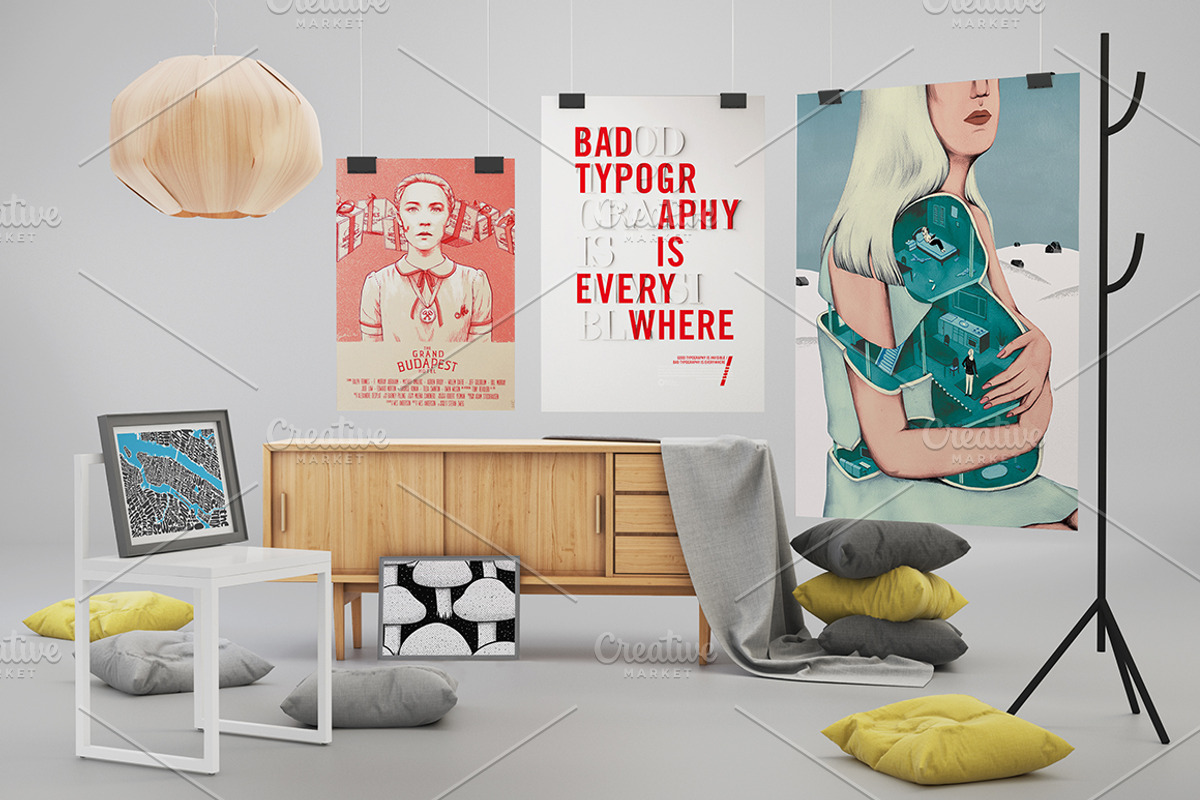 8 Studio Poster Mock-ups, a Product Mockup by Northern Kraft (Photo 3 of 5)