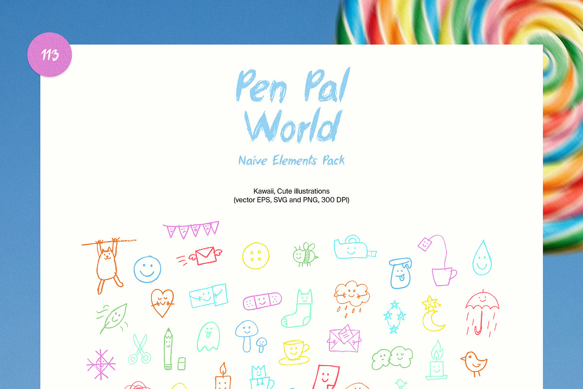 Pen Pal World: Naive Elements Pack, an Object Graphic by divanovskaya_nv (Photo 6 of 20)