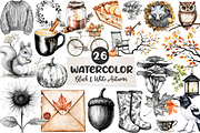 Black & White Autumn Clipart, an Illustration by CreationArt (Thumbnail 1 of 5)