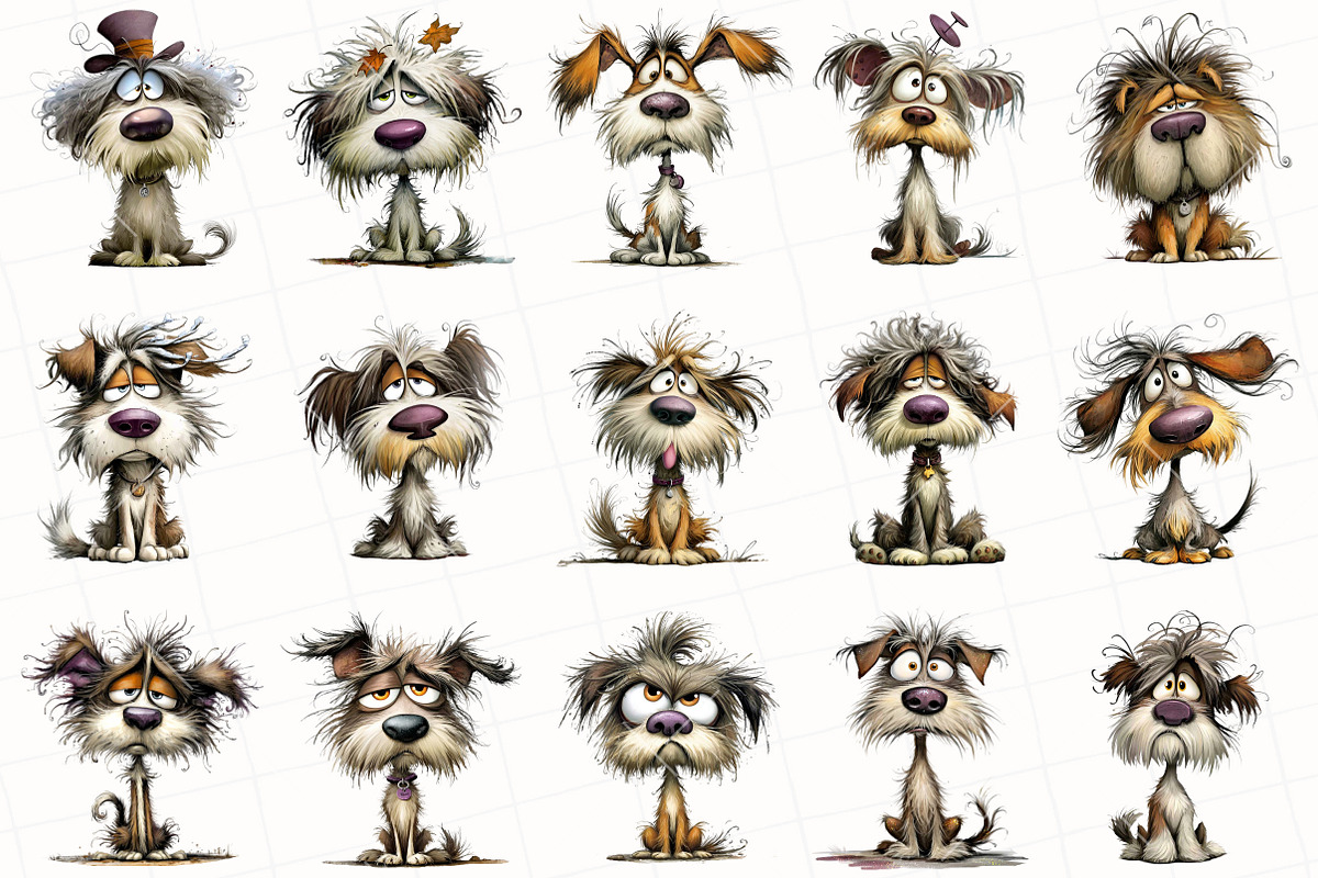 Whimsical Messy Hair Dog ClipArt, an Illustration by OK Design (Photo 3 of 6)