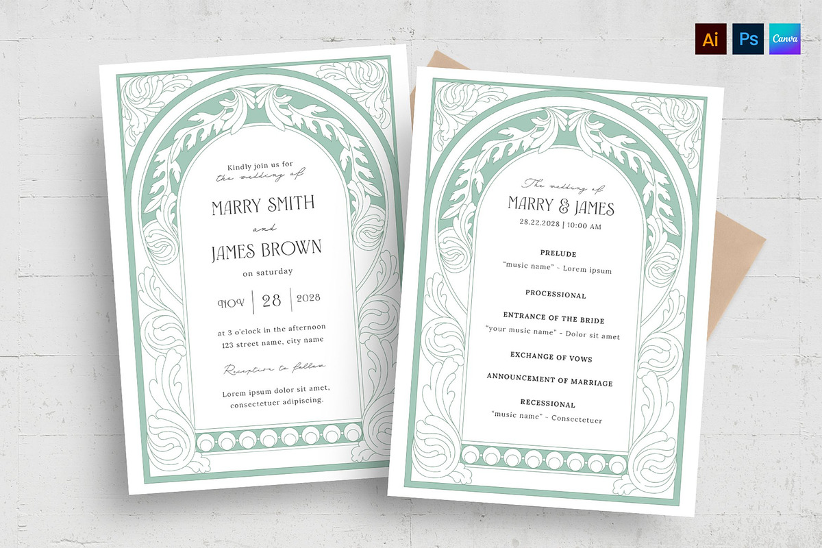Art Nouveau Invitation Template, an Invitation Template by BrandPacks (Photo 1 of 6)