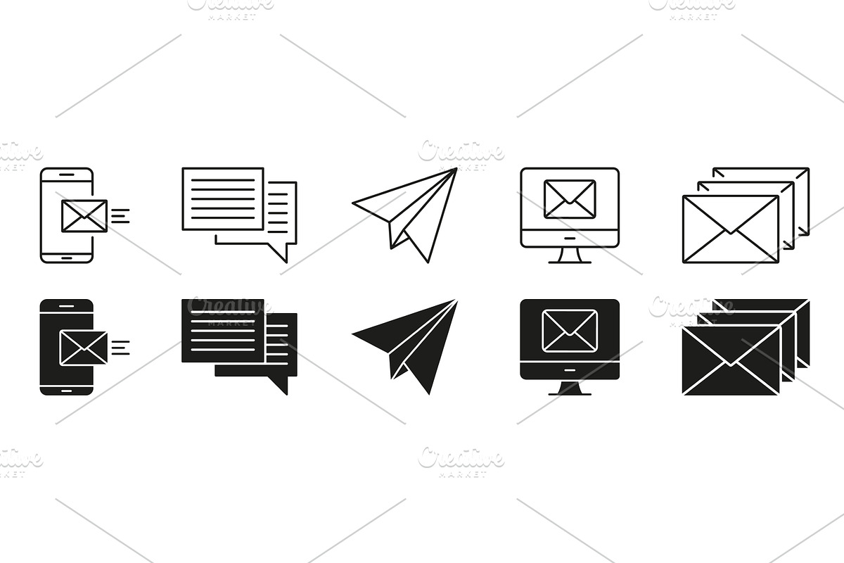 Email And Messaging Icons, a Technology Illustration by Gentle Studio