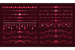 Love heart dividers, frame, an Illustration by Vector Tradition