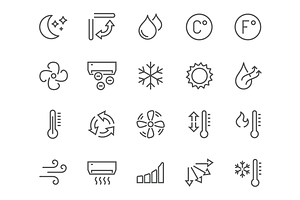 Line Air Conditioning Icons