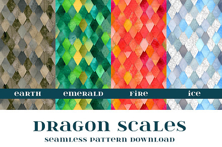Dragon Scales Seamless Patterns