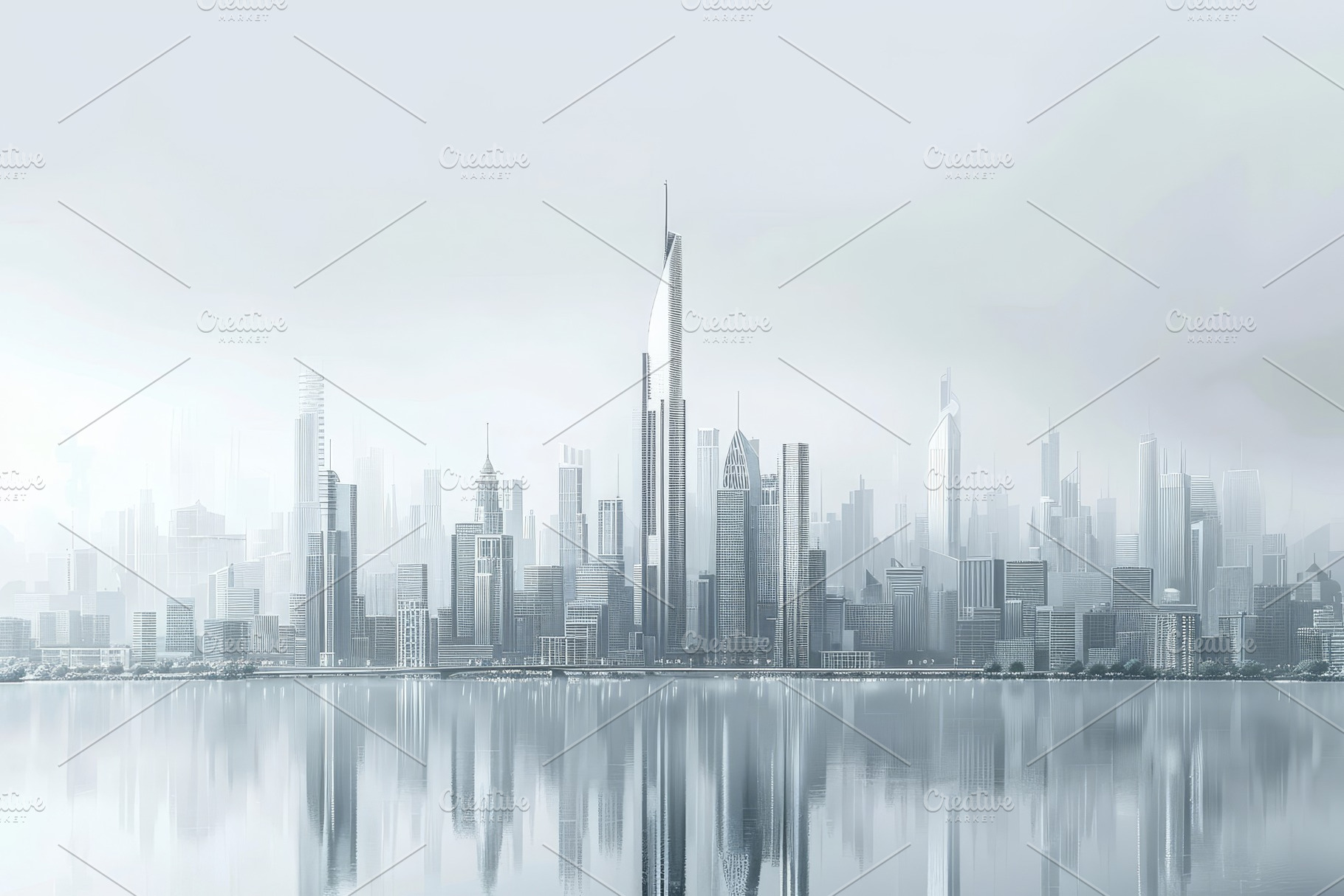 A modern city skyline with tall buil, a Photo by Iftikhar Alam