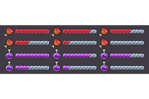 Pixel art game bars, health score, a Food Illustration by art PVP - market