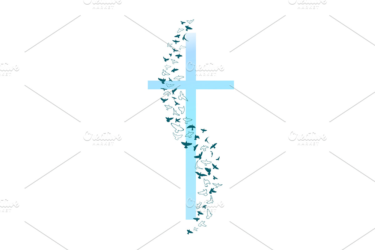 Cross and birds. Happy Easter Hand, an Illustration by Nenahliadava Design