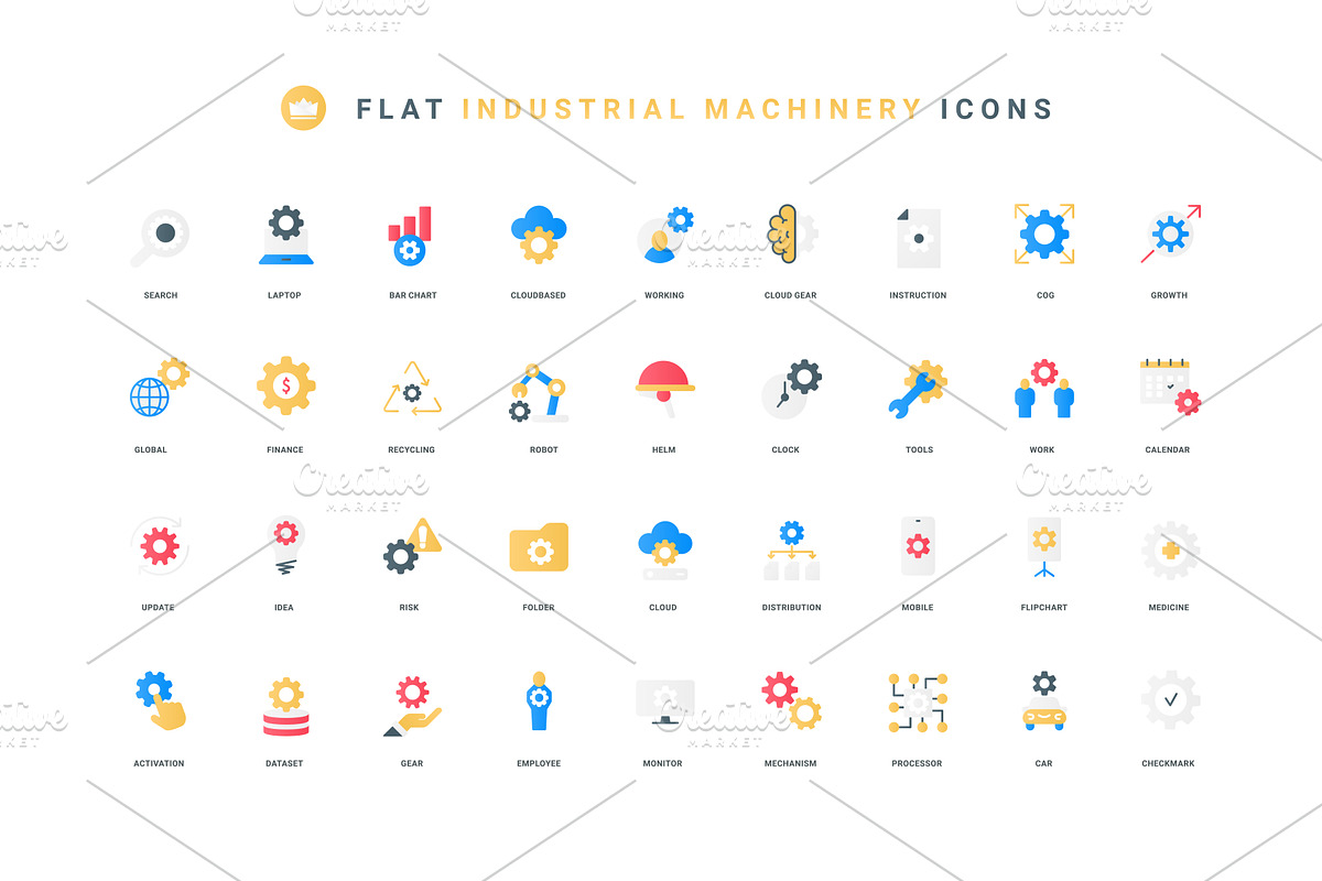 Gears industrial machine icons, a Technology Illustration by Lemberg Vector