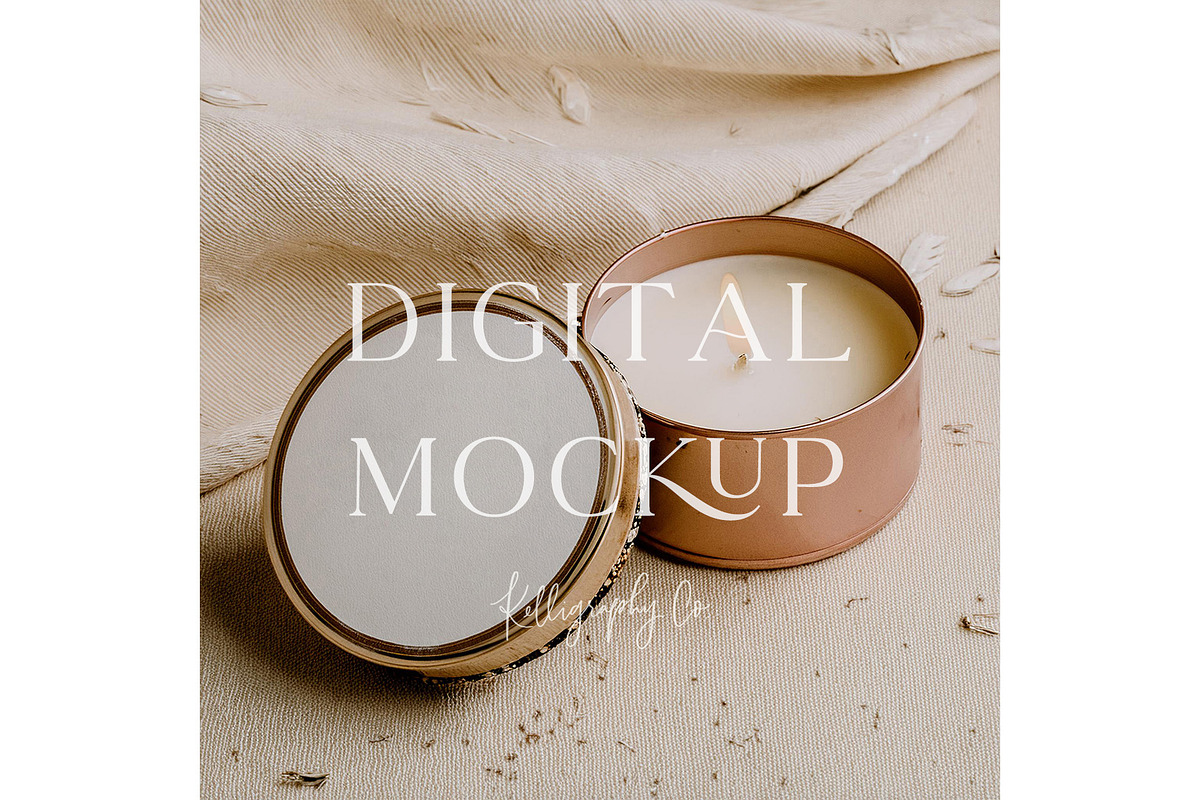 Round Candle Sticker Label Mockup, a Mockup by Kelligraphy Co. (Photo 1 of 2)
