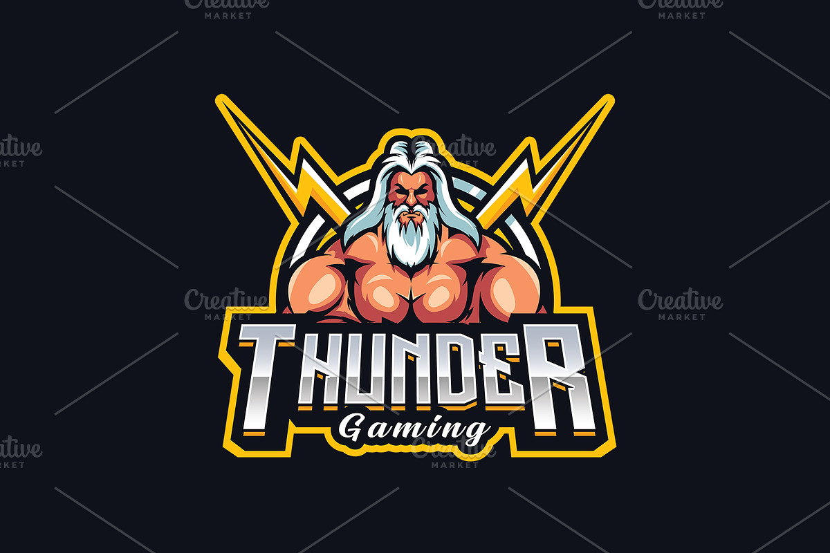 Zeus Thunder Mascot Logo Template, a Branding & Logo Template by HasnainGFX (Photo 3 of 3)