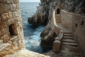 Steps along the rocky coastline near, a Photo by Iftikhar Alam
