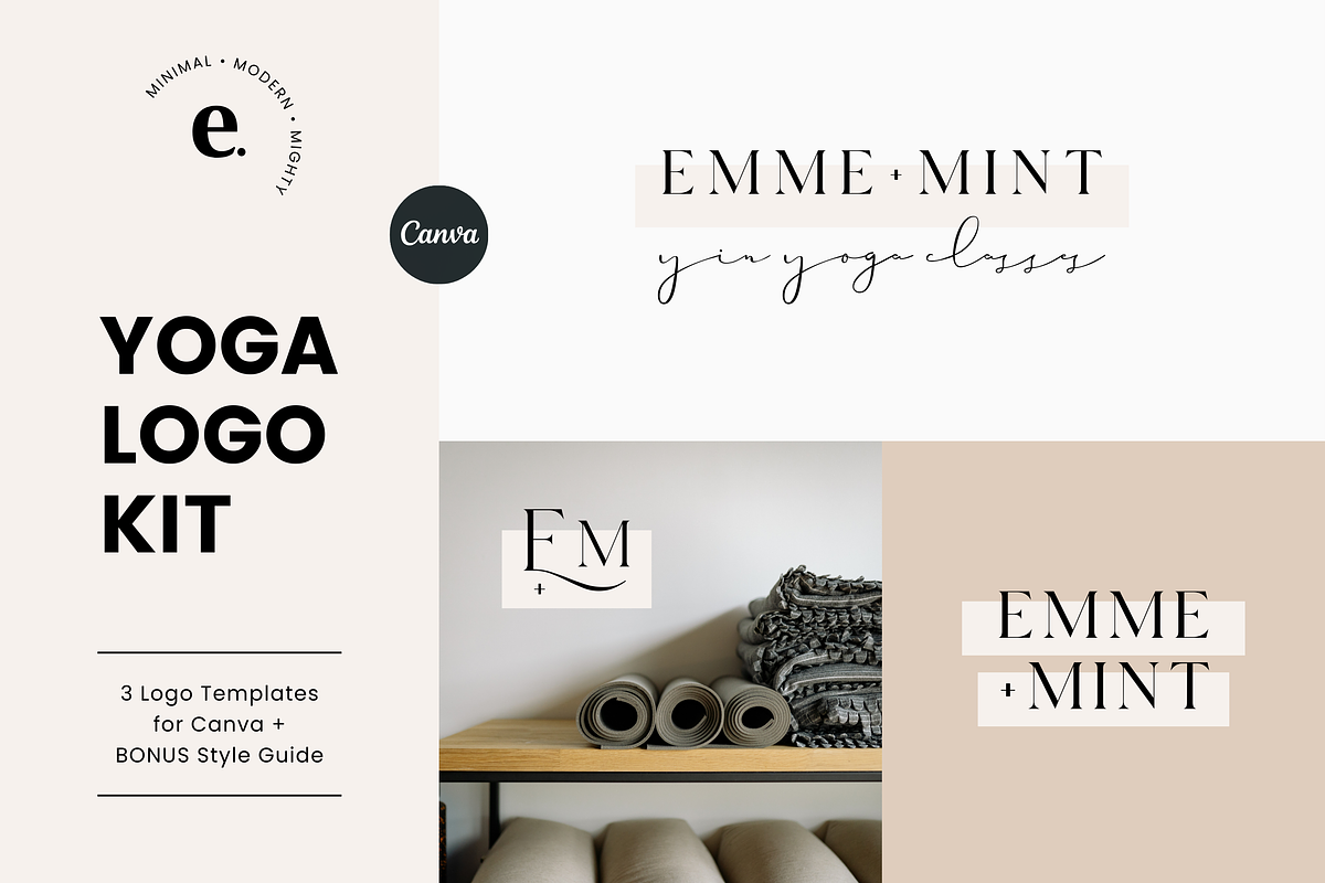 Yoga Logo and Branding Kit | CANVA, a Branding & Logo Template by Erin Cassidy (Photo 1 of 9)