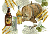 Beer and snacks watercolor set., a Food Illustration by AkvarelRiver (Thumbnail 4 of 7)