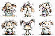 Whimsical Easter Bunny Clipart, an Illustration by Craft Nest (Thumbnail 5 of 11)