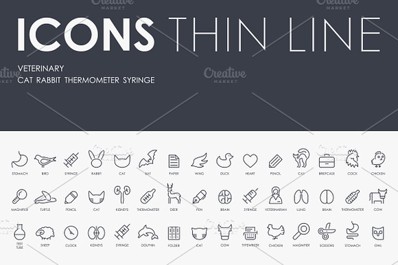 Veterinary Thinline Icons