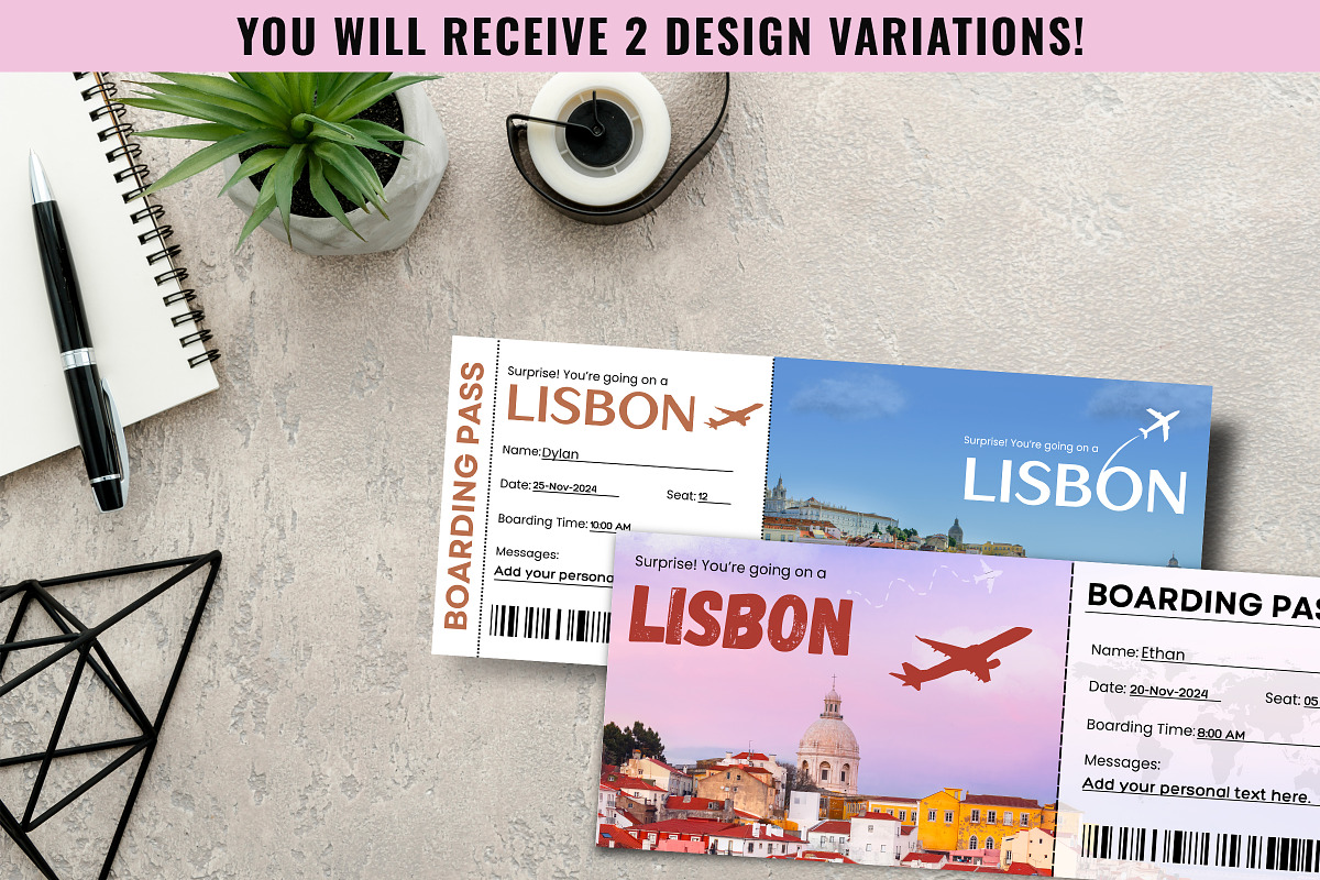 Lisbon Boarding Pass Template, a Card Template by Snapybiz (Photo 2 of 10)