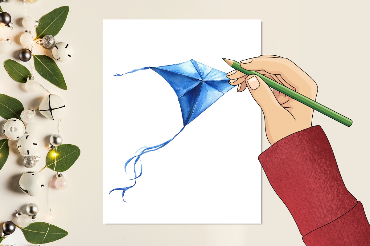 Blue Summer Outdoor Watercolor Clipa, a Seasonal Illustration by RobertsArt (Photo 4 of 7)